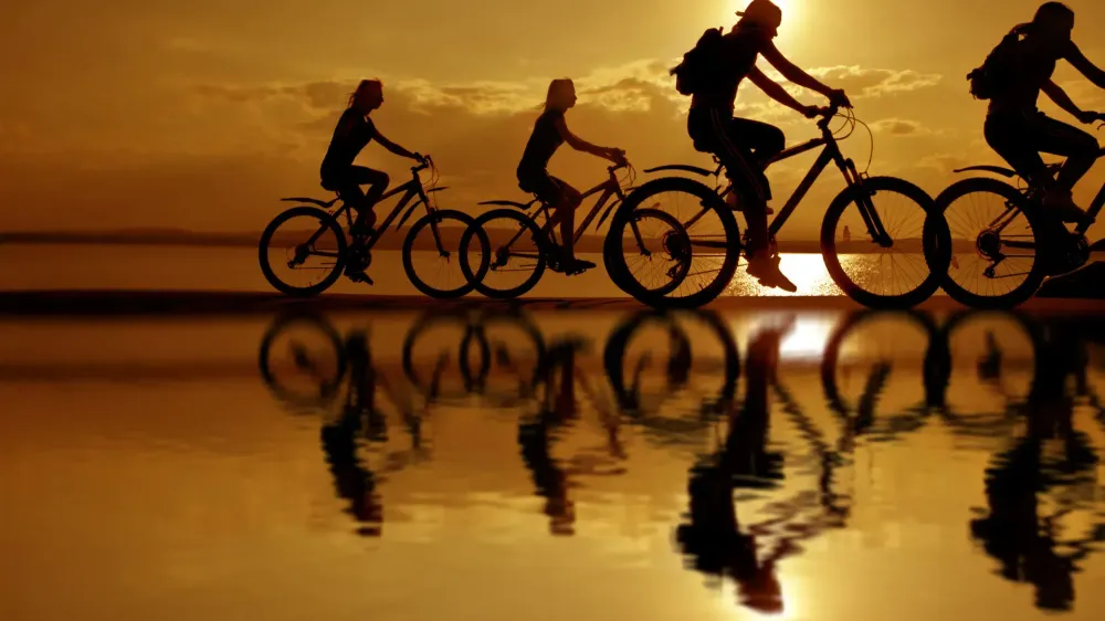 riding bicycles
